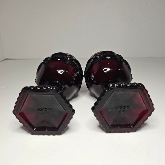 Vintage Avon 1876 Cape Cod Collection Ruby Red Set Of 2 Cordial Glasses - Picture 5 of 10